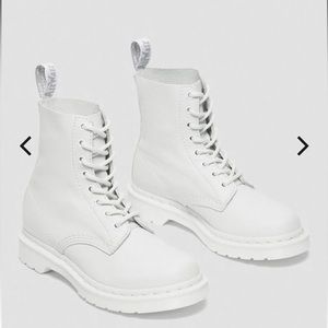White Dr Martens Lace Up Boots. Great condition. Size 8 women’s.